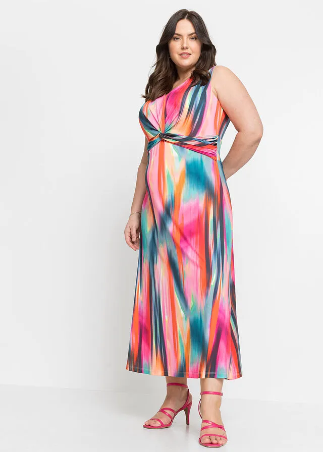 VESTIDO CON ESCOTE EN LA ESPALDA ROSAROJOGRIS OSCURO ESTAMPADO
