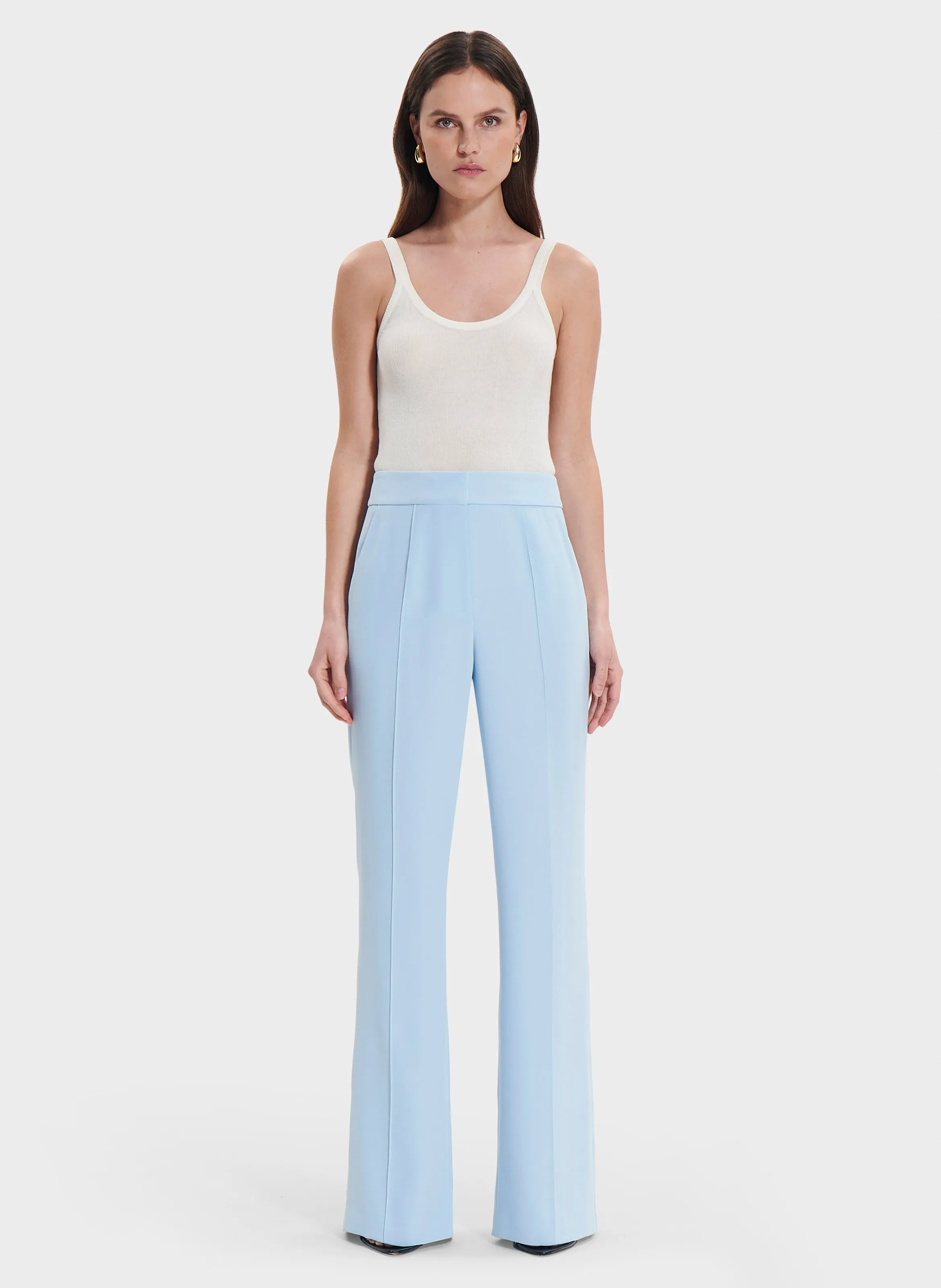 ZAPA PERVENCHE  PANTALóN ANCHO DE TALLE ALTO CON PINZAS EN AZUL