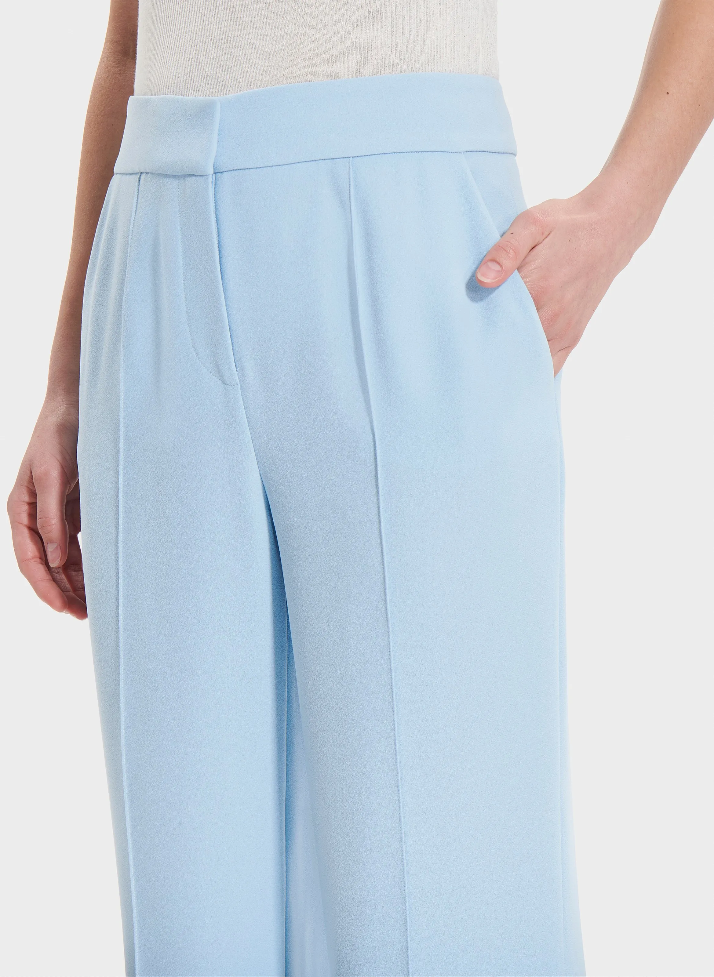 ZAPA PERVENCHE  PANTALóN ANCHO DE TALLE ALTO CON PINZAS EN AZUL